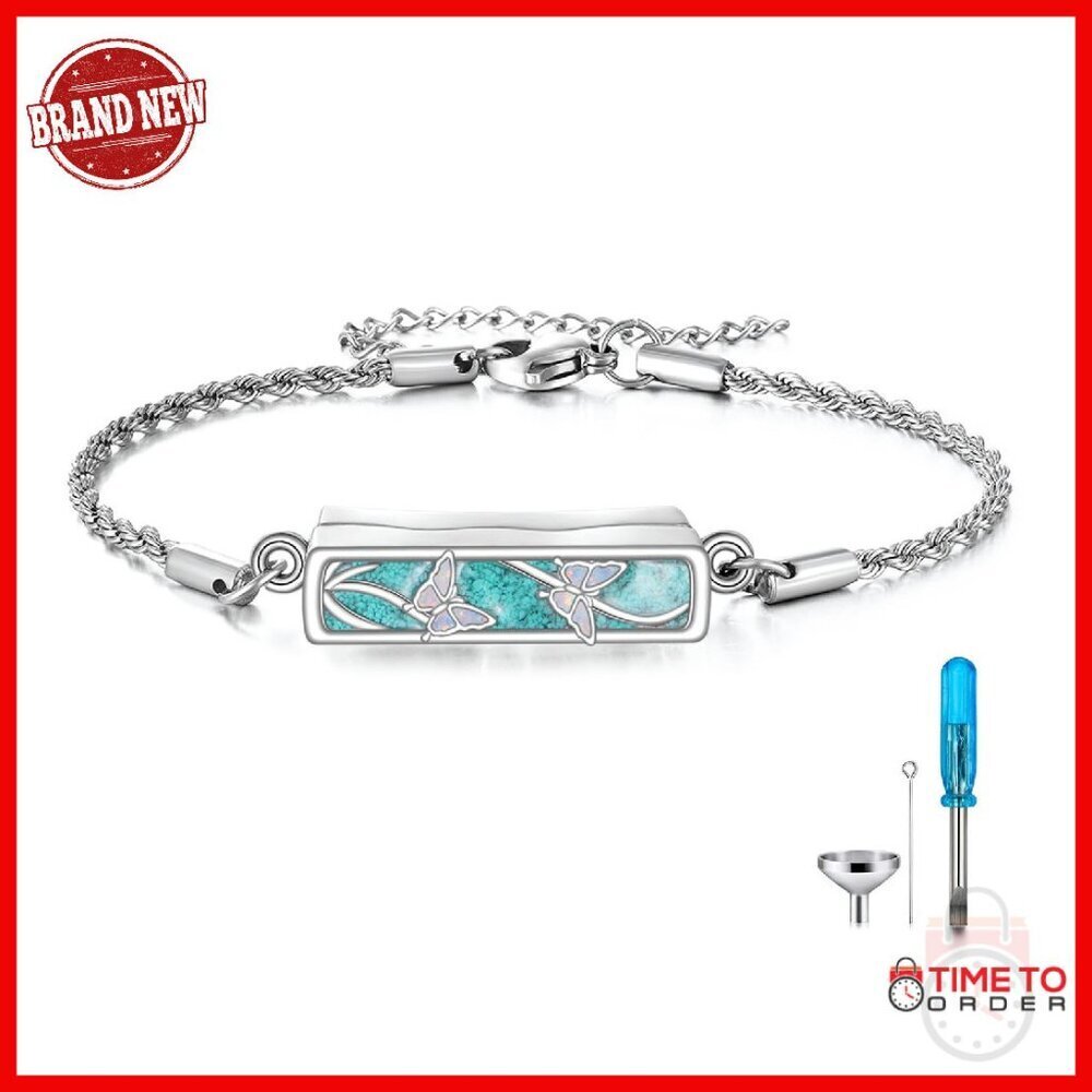 Sterling Silver Butterfly Urn Bracelet Memorial Jewelry for Ashes Keepsake